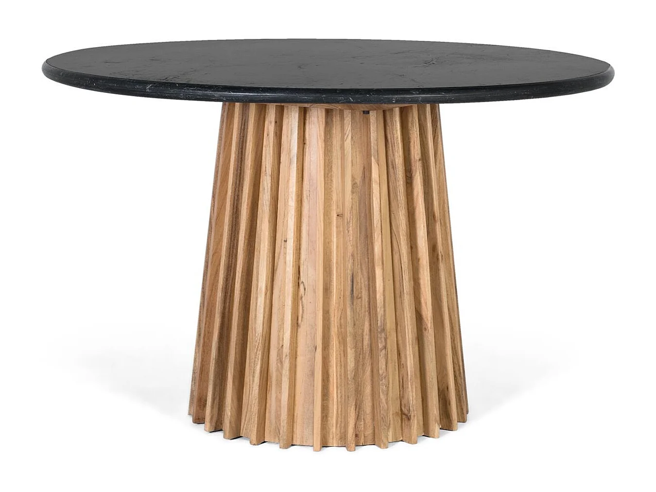 Okrągły stół żłóbkowy z manguier i marmuru o średnicy 120 cm