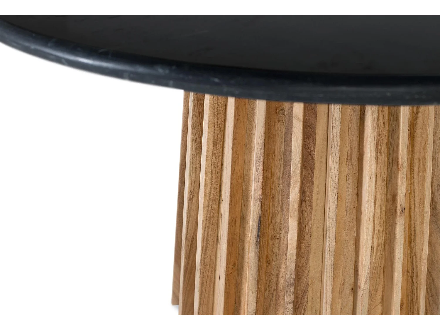 Okrągły stół żłóbkowy z manguier i marmuru o średnicy 120 cm