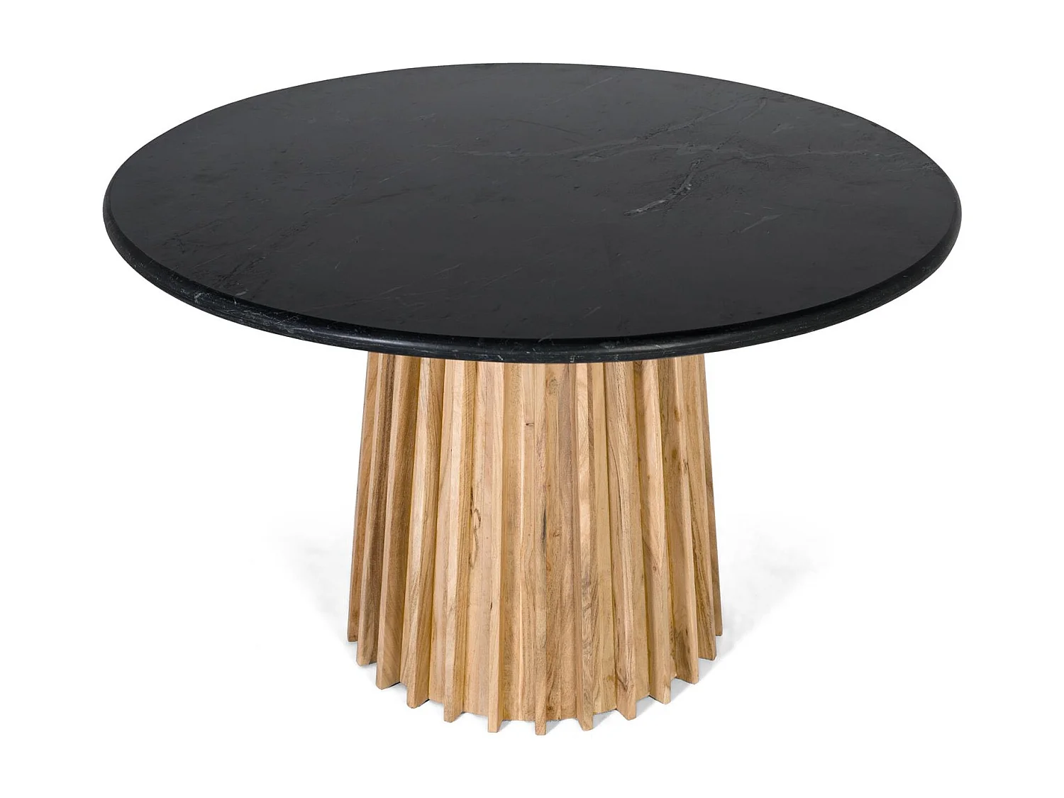 Okrągły stół żłóbkowy z manguier i marmuru o średnicy 120 cm
