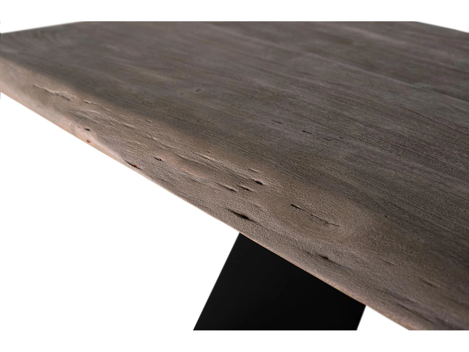 Tisch mit grauem Farbton aus Akazienholz und Metall 200 cm