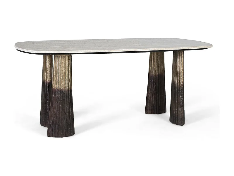 Mesa de manjedoura com prato oval de mármore de 180 cm