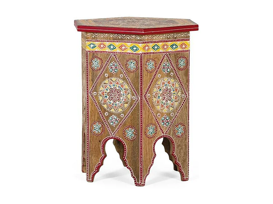 Hocker aus handbemaltem Mangoholz