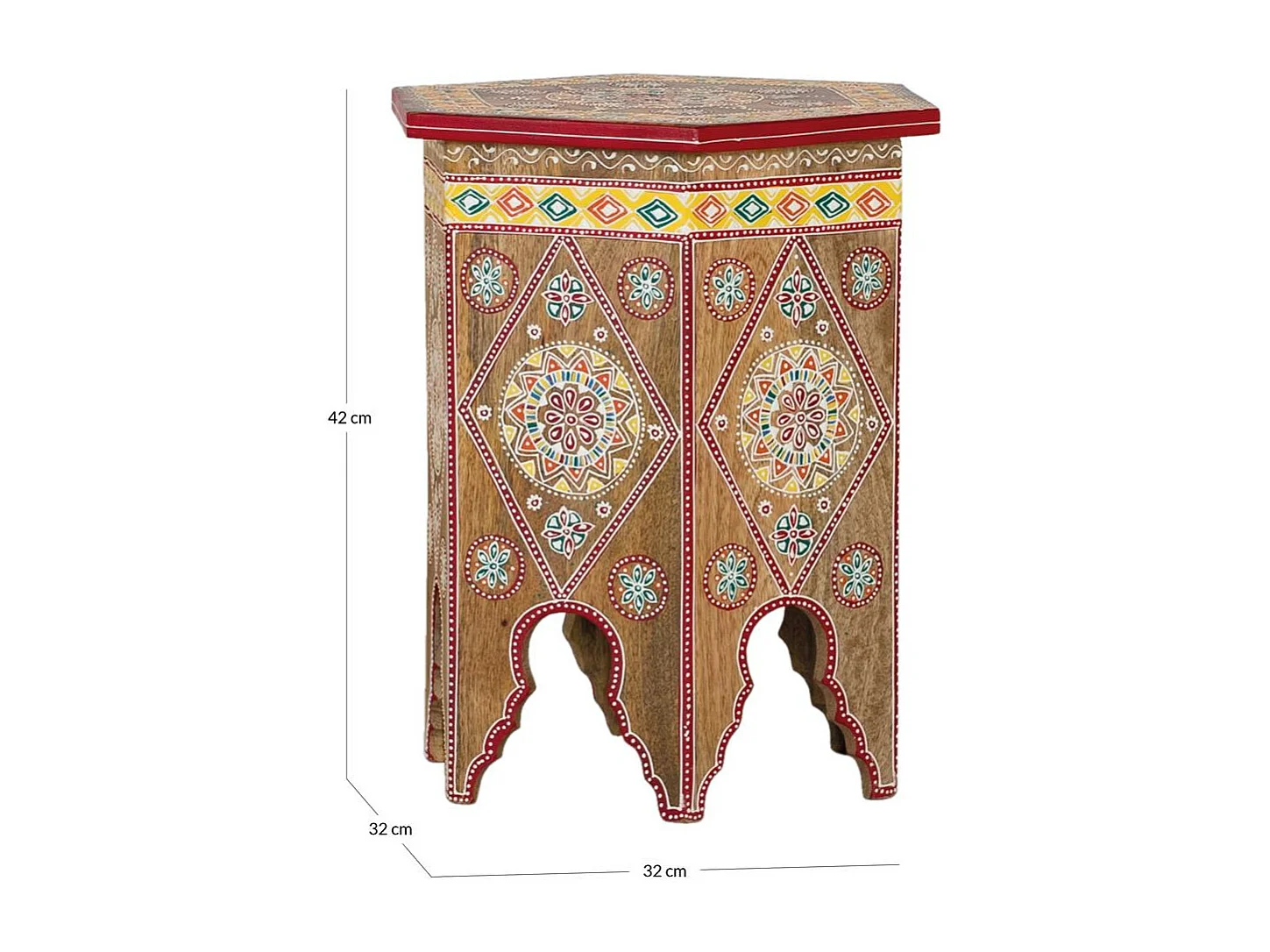 Hocker aus handbemaltem Mangoholz