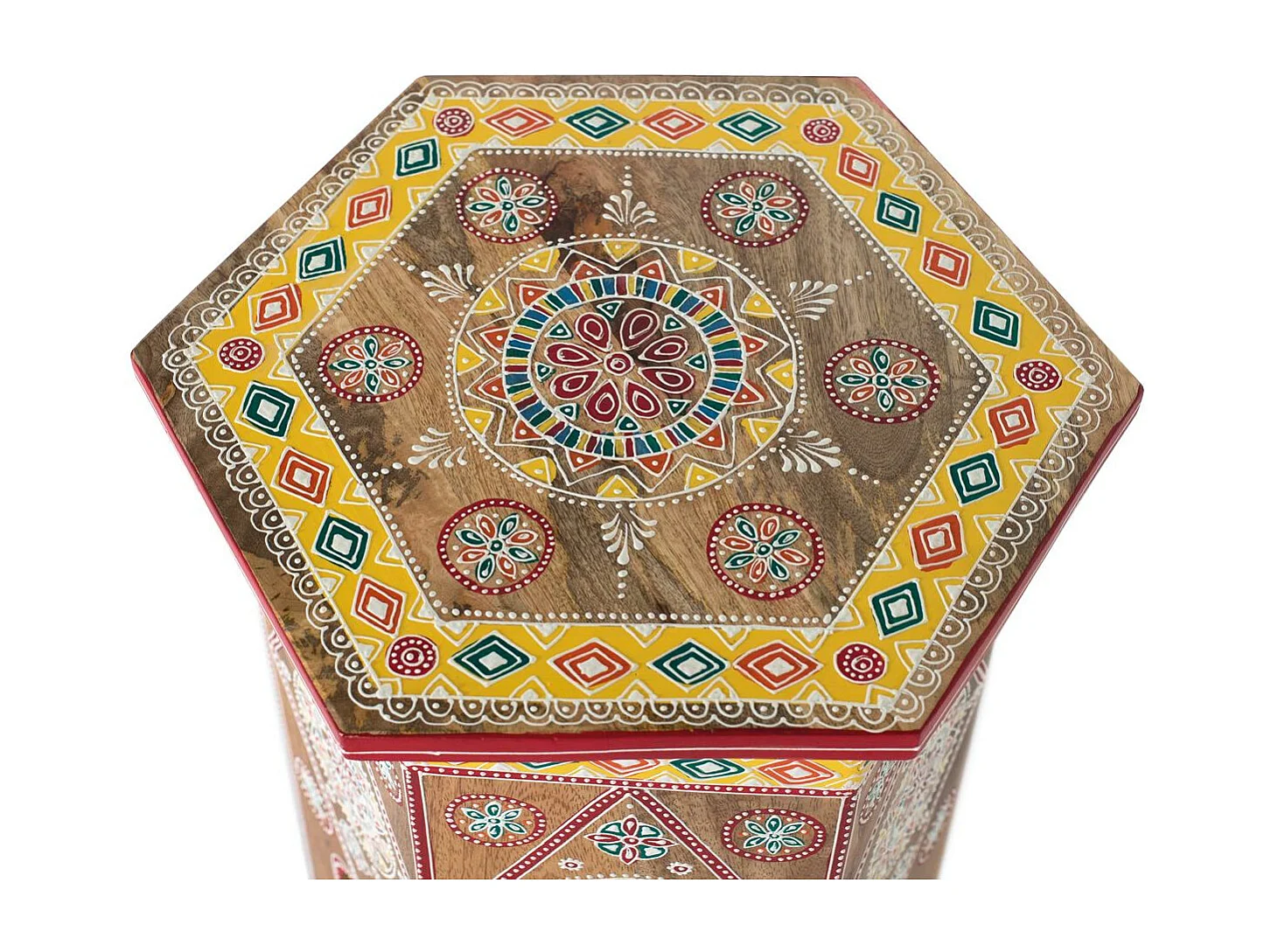 Tabouret en bois de manguier peint à la main