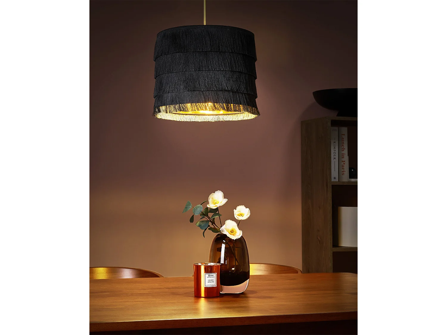 Lampe suspension SUAPURE Tissu Noir