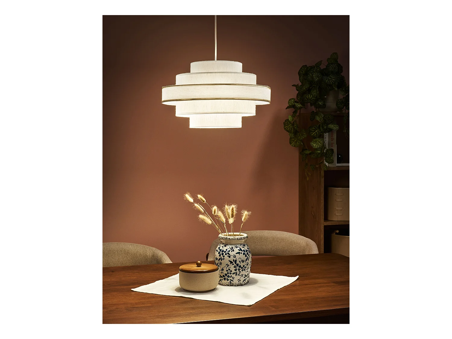 Lampadario EREBATO Lino Bianco sporco