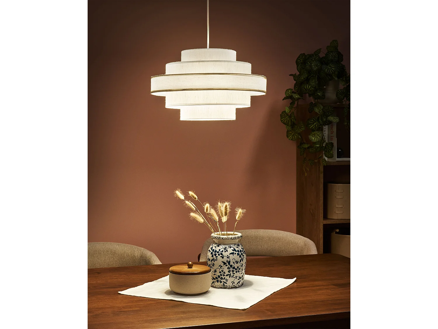 Lampadario EREBATO Lino Bianco sporco