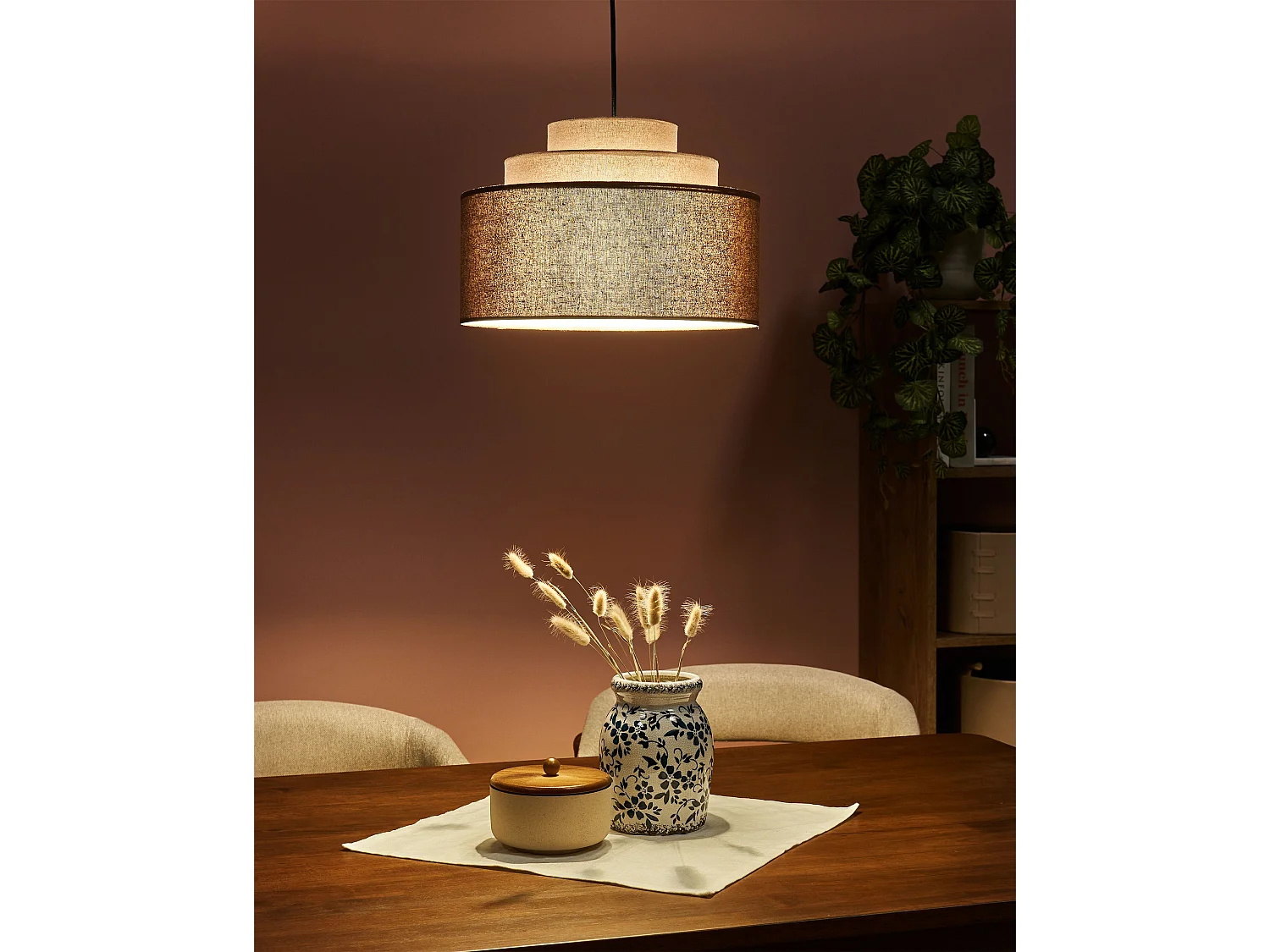 Hanglamp MASPARRO Linnen Bruin