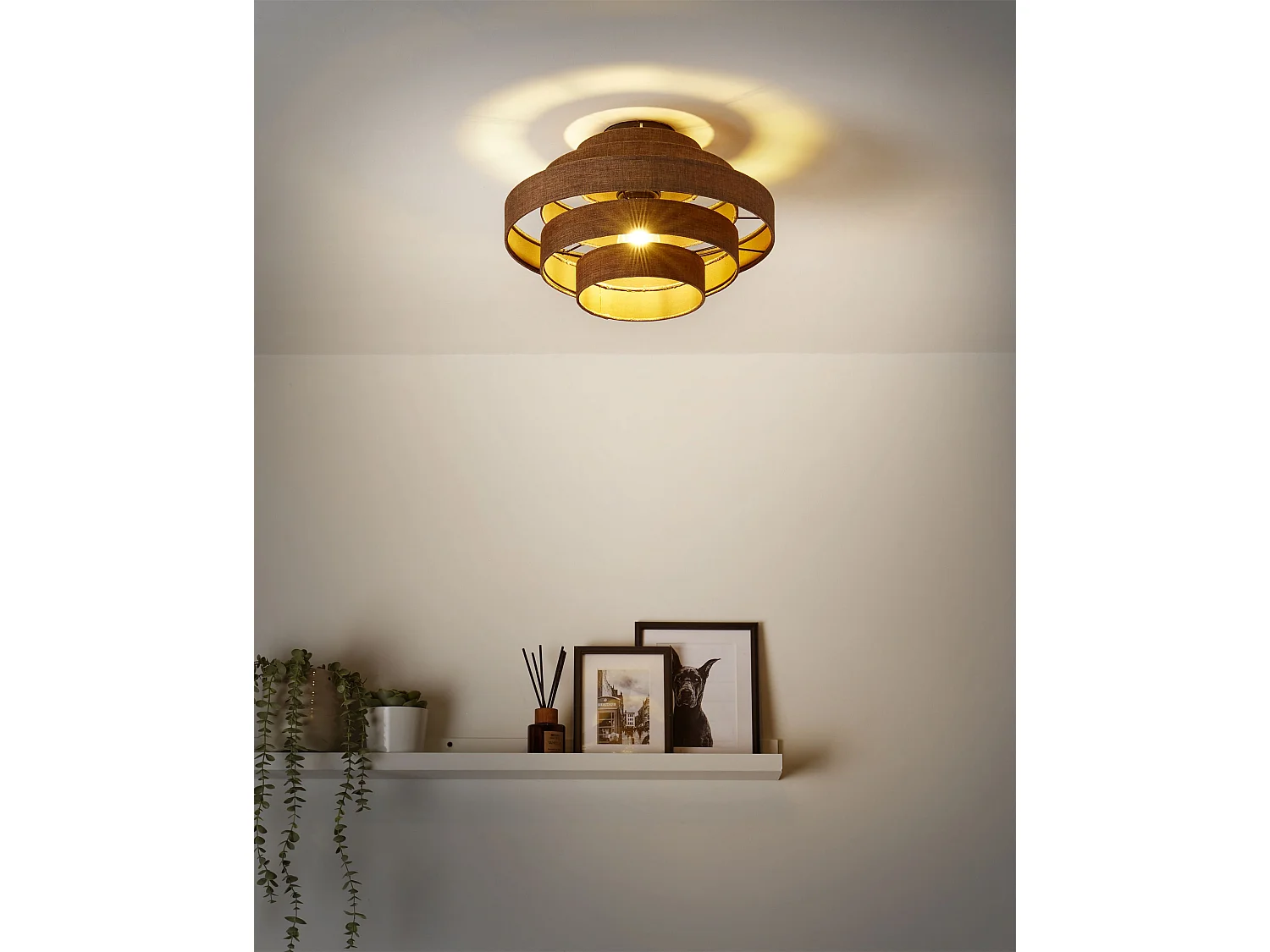 Lampa sufitowa EREBATO Len Brązowy