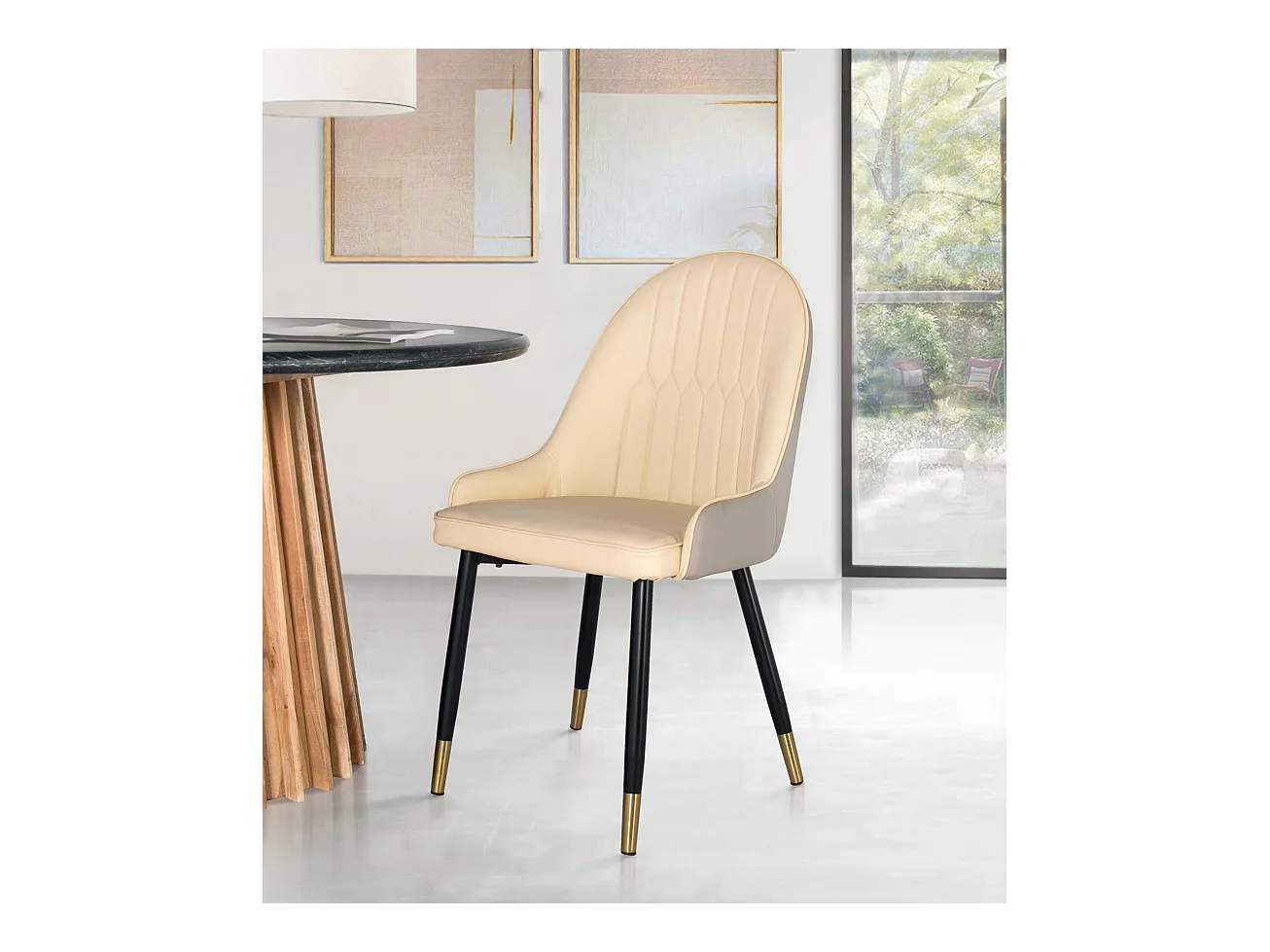 Set van 4 stoelen bekleed met fluweel en stalen structuur