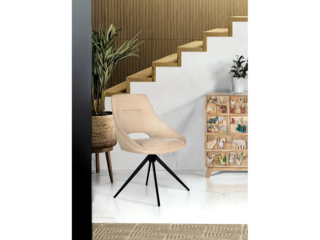 Set van twee draaistoelen bekleed met stof en stalen structuur