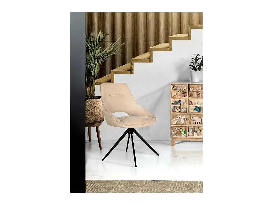 Set van twee draaistoelen bekleed met stof en stalen structuur