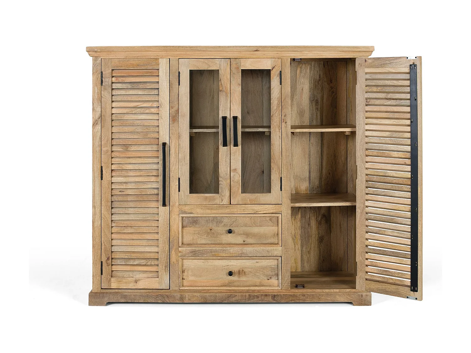 Armoire en bois de manguier massif avec deux portes centrales