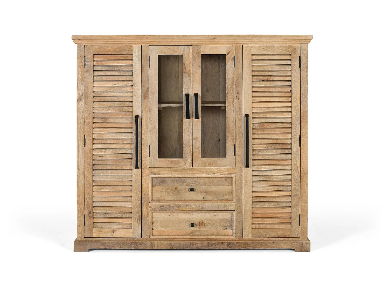 Buffet en bois de manguier 160 cm, style rustique contemporain - 142 x 160 x 45