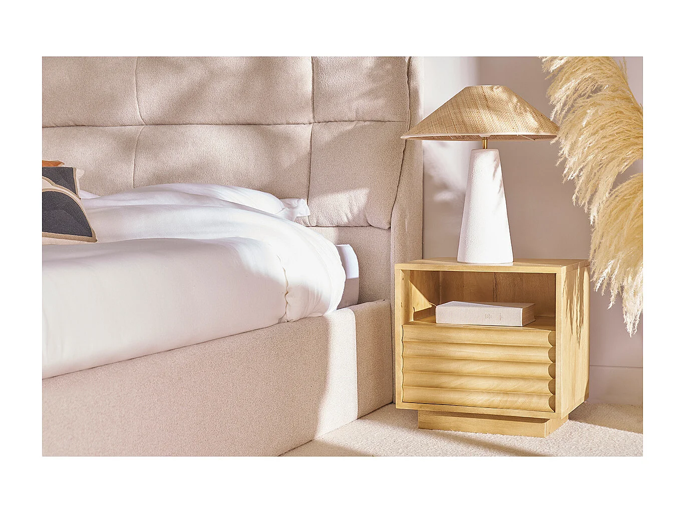 Table de chevet avec tiroir en bois manguier massif MATCHA