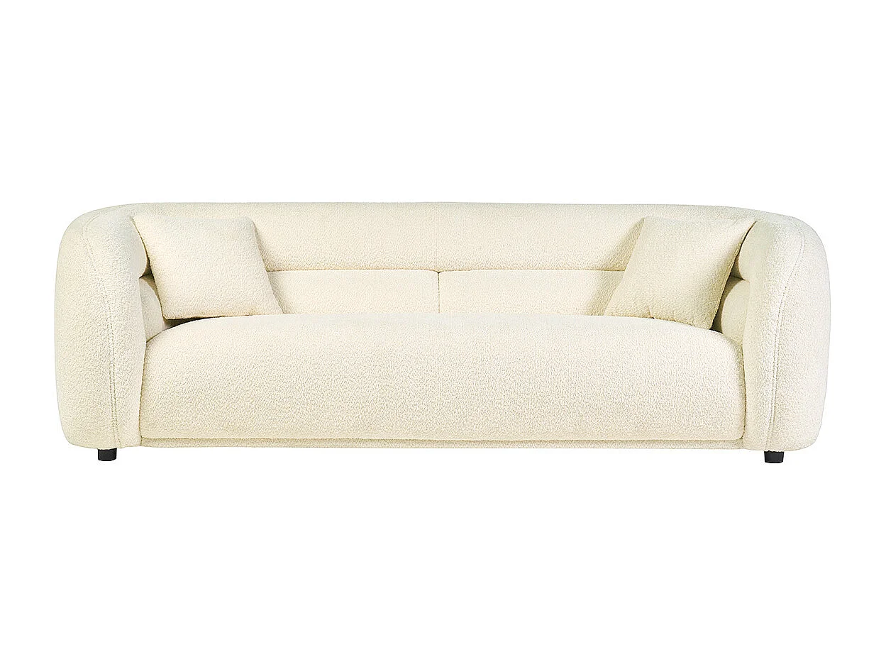 Canapé 3-4 places en tissu bouclette blanc cassé MOCHI
