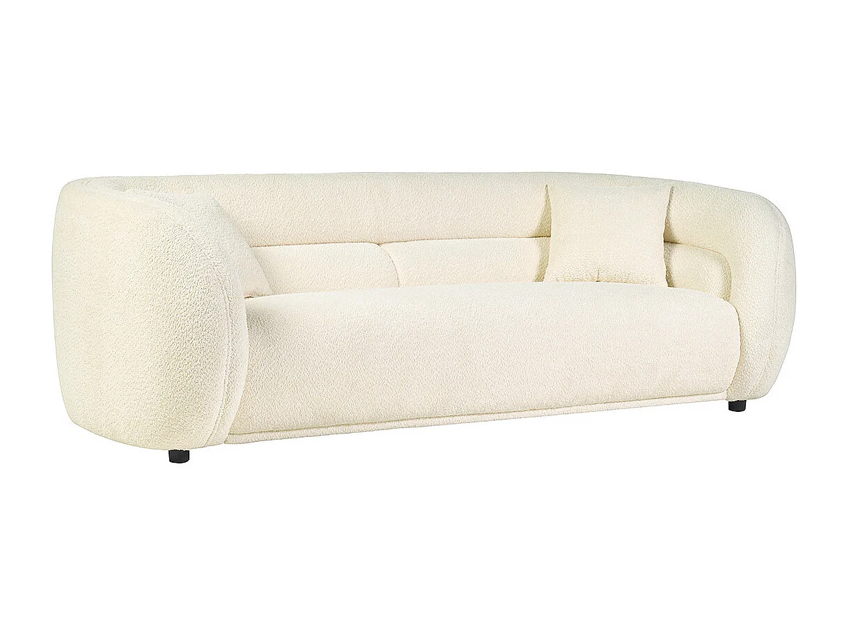 Canapé 3-4 places en tissu bouclette blanc cassé MOCHI
