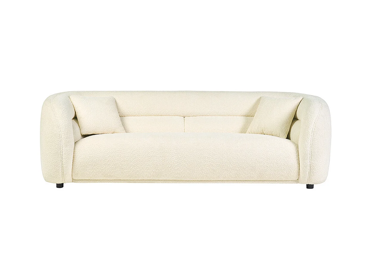 Sofa 3-4 Plätze aus weißem Bouclé-Stoff MOCHI