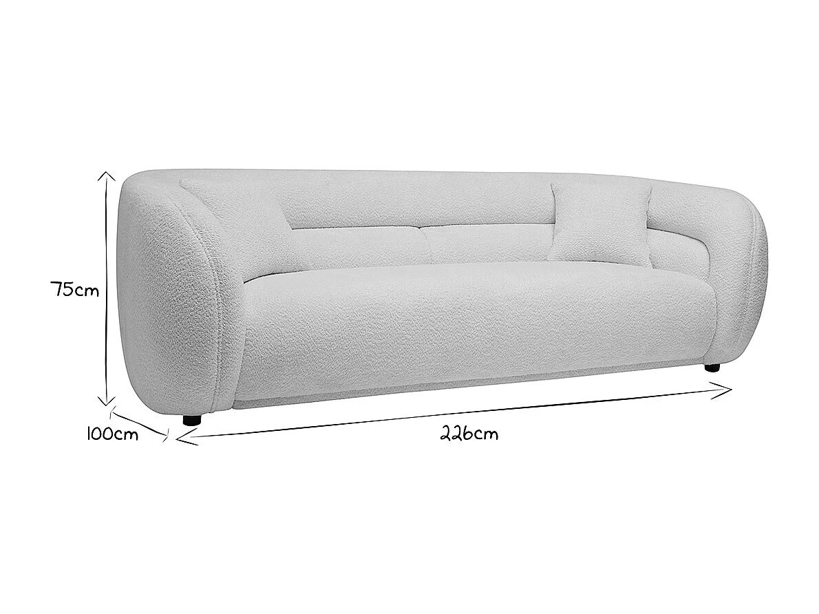 Sofa 3-4 Plätze aus weißem Bouclé-Stoff MOCHI