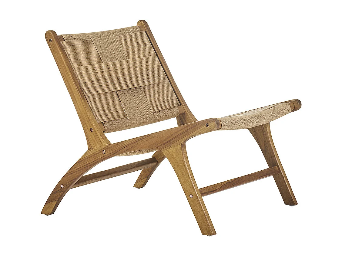 Fauteuil lounge en bois teck massif et corde tressée YARI