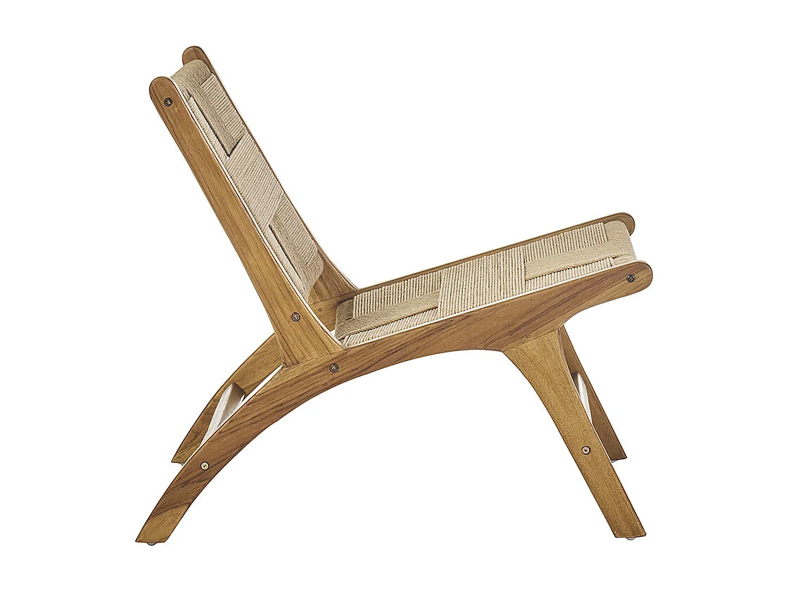 Fauteuil lounge en bois teck massif et corde tressée YARI