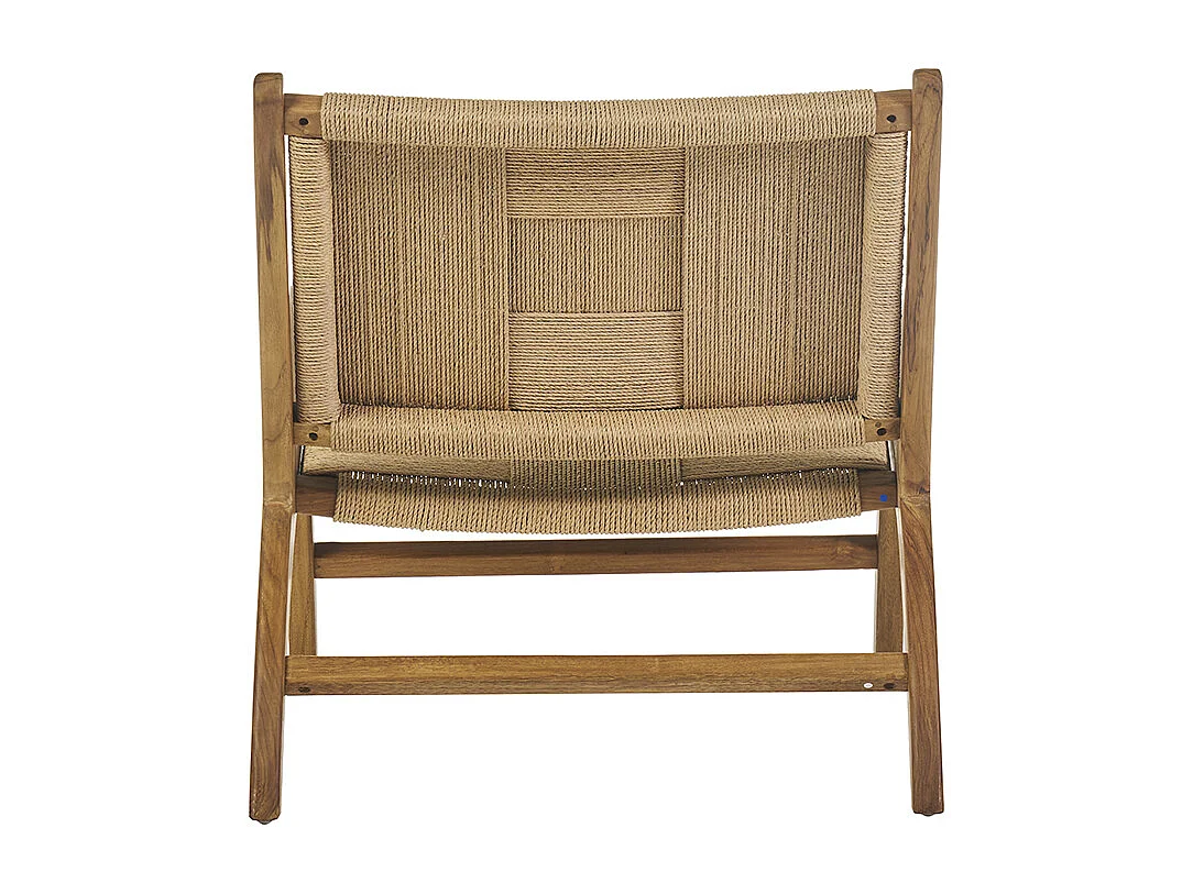 Fauteuil lounge en bois teck massif et corde tressée YARI