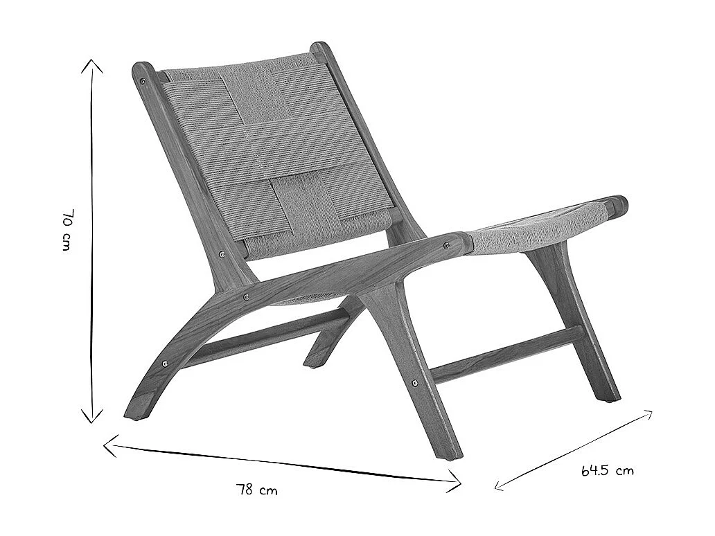 Fauteuil lounge en bois teck massif et corde tressée YARI