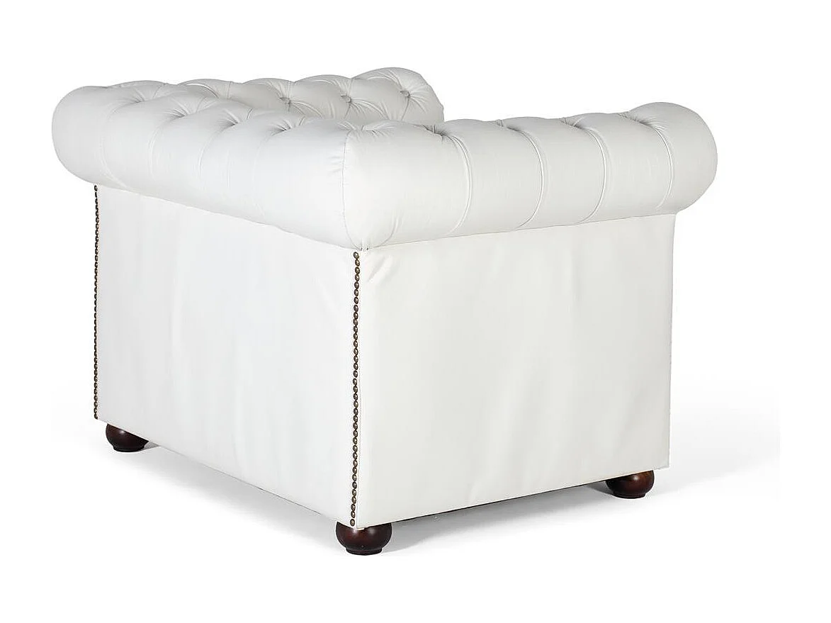 Sillón chester uniplaza tapizado en piel natural acabado blanco
