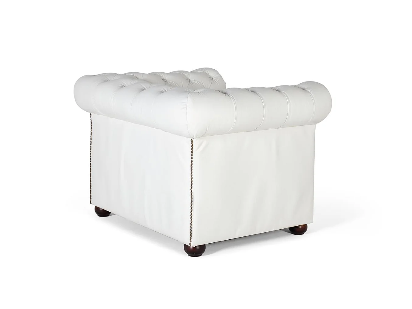 Fauteuil Chester monoplace bekleed met natuurlijk leer afwerking wit