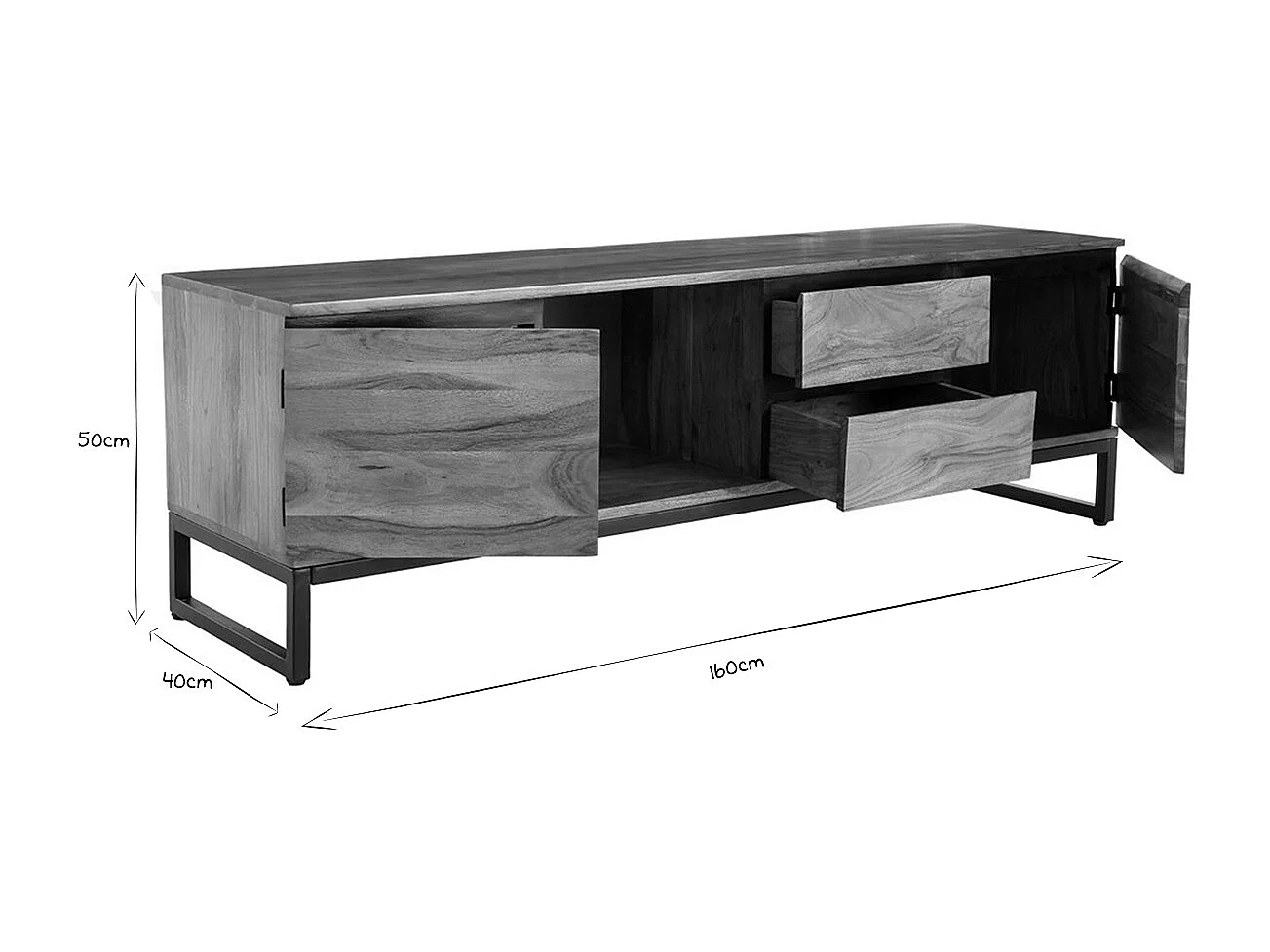Mueble TV de acacia maciza 160 cm HOORN