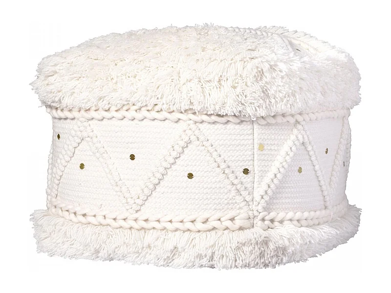 Tabouret semi artisanal en laine ZASTE 50x50x45 crème