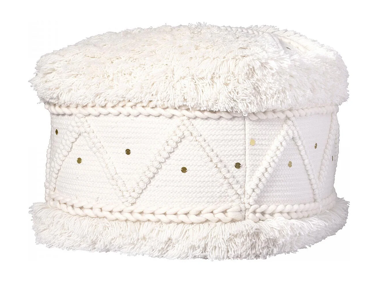 Tabouret semi artisanal en laine ZASTE 50x50x45 crème