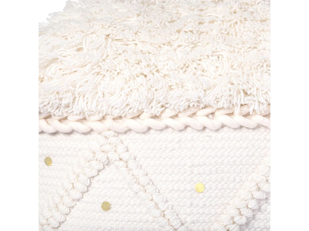 Tabouret semi artisanal en laine ZASTE 50x50x45 crème