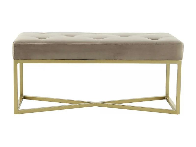 Tabouret semi artisanal motif floral ZAXE 90x40x40 taupe et or