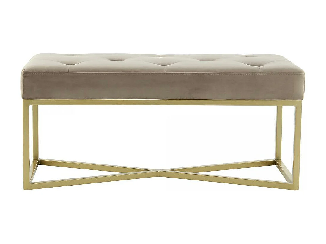 Tabouret semi artisanal motif floral ZAXE 90x40x40 taupe et or