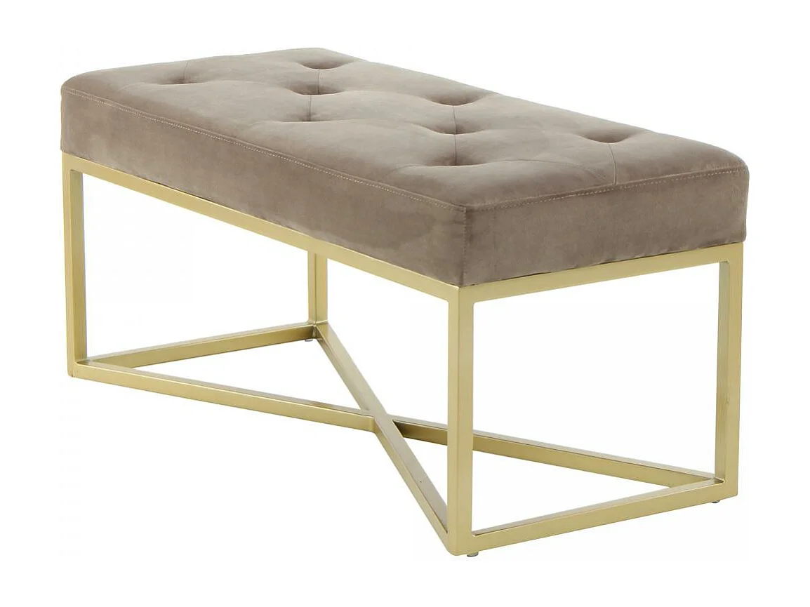 Tabouret semi artisanal motif floral ZAXE 90x40x40 taupe et or