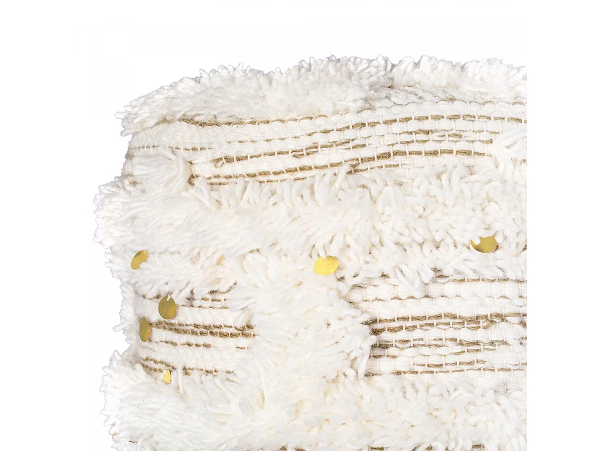 Tabouret semi artisanal en laine ZASI 35x35x47 crème