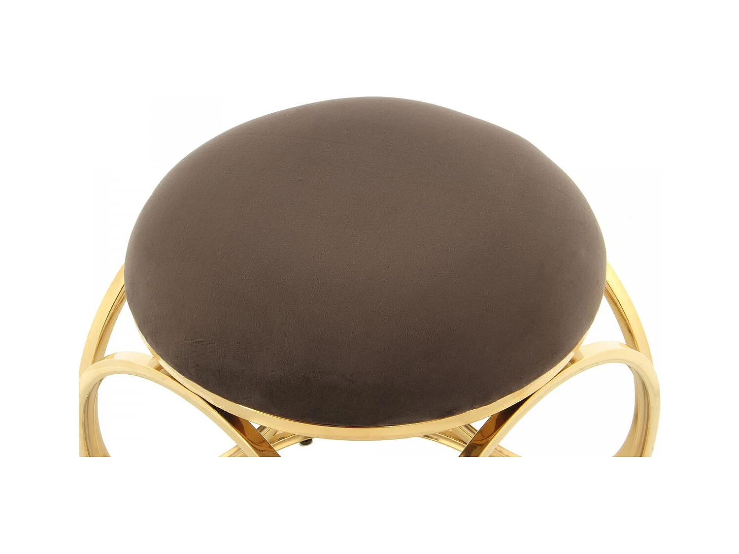 Tabouret fait main en coton ZAPE 40x40x49 taupe et or