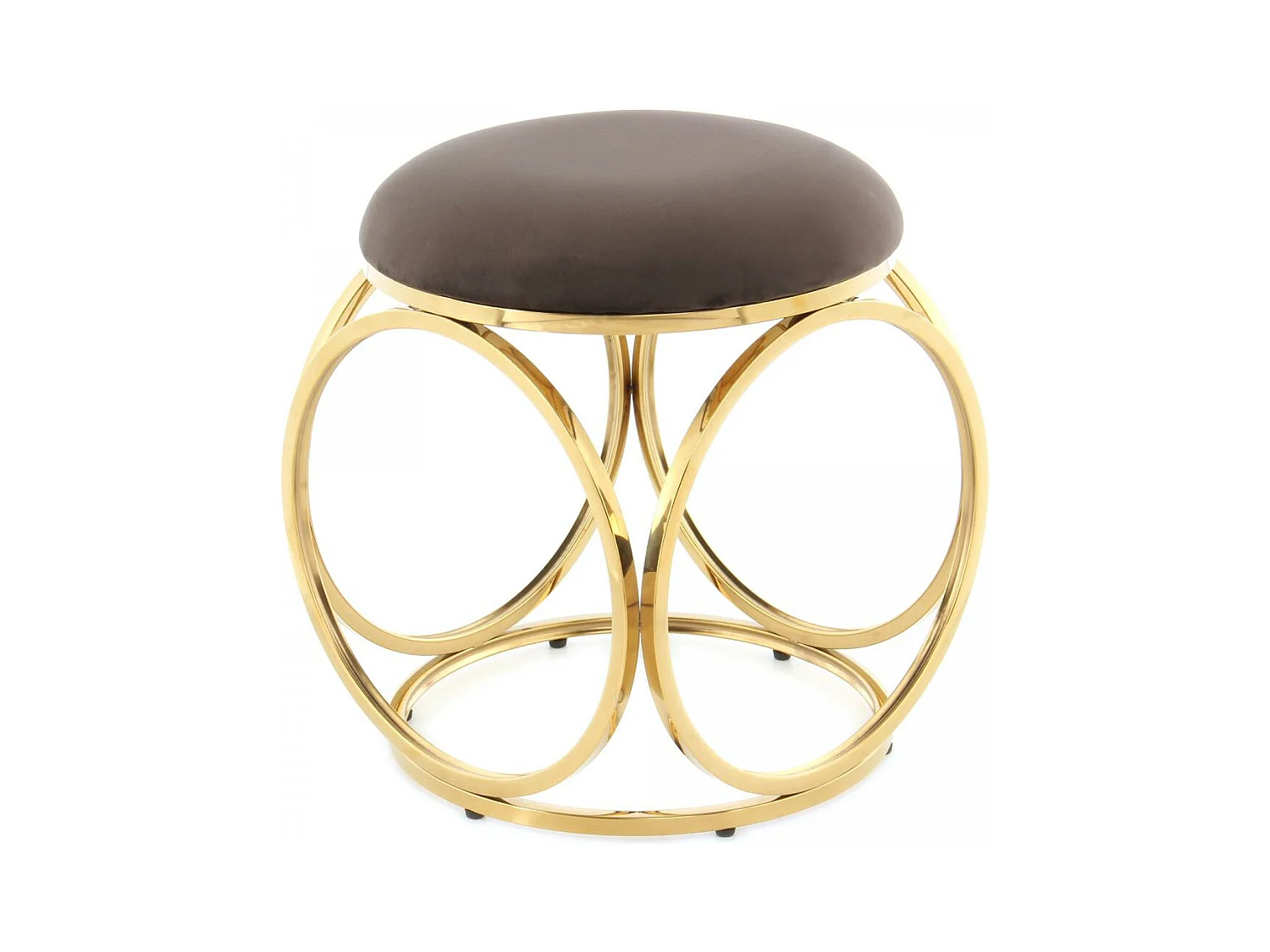 Tabouret fait main en coton ZAPE 40x40x49 taupe et or
