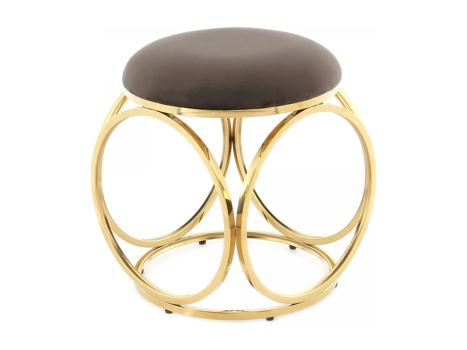 Tabouret fait main en coton ZAPE 40x40x49 taupe et or