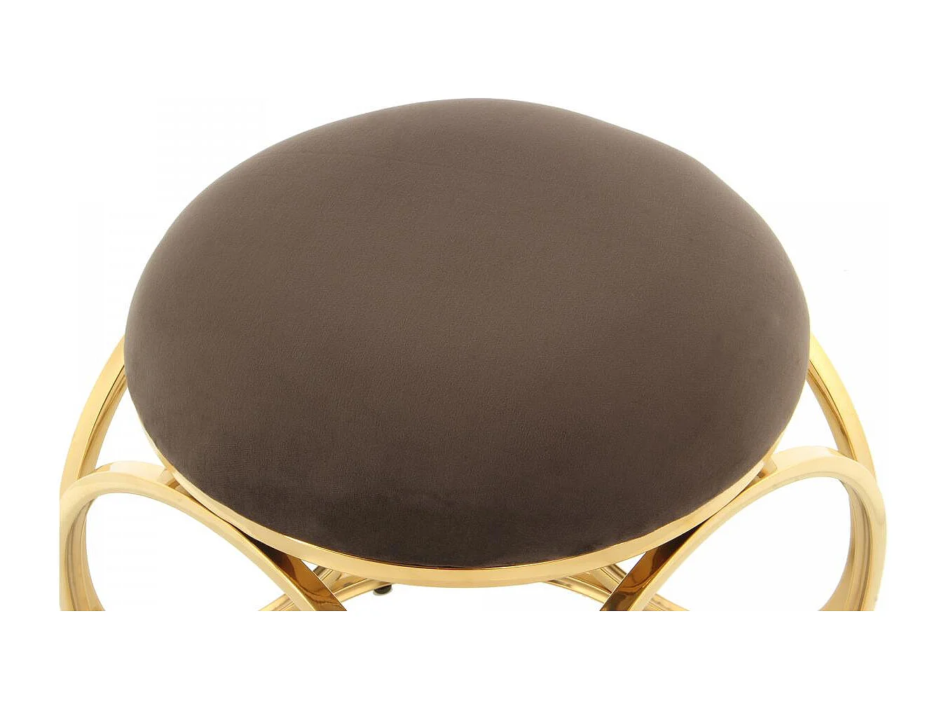 Tabouret fait main en coton ZAPE 40x40x49 taupe et or