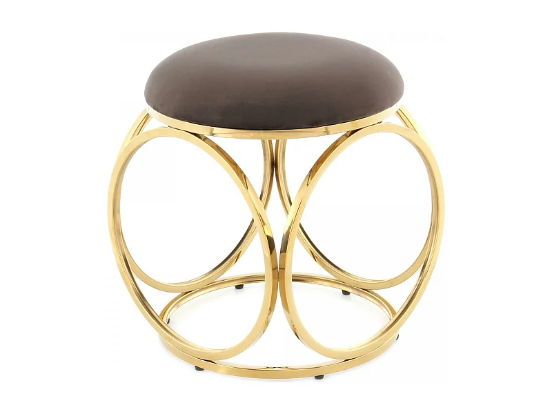 Tabouret fait main en coton ZAPE 40x40x49 taupe et or