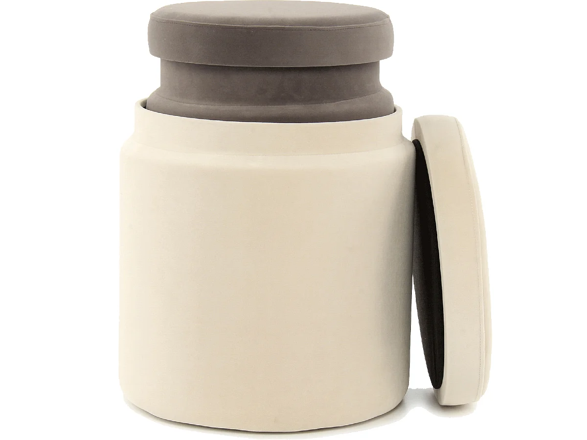 Tabouret semi artisanal LOT DE 2 ZAVE 33x33 ivoire et taupe