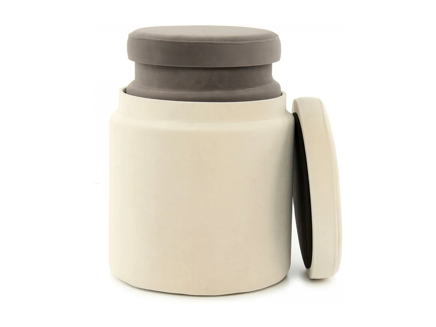 Tabouret semi artisanal LOT DE 2 ZAVE 33x33 ivoire et taupe