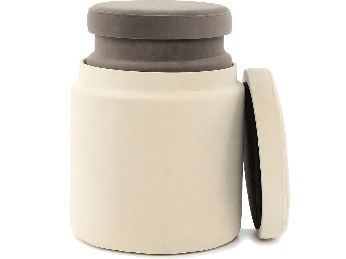 Tabouret semi artisanal LOT DE 2 ZAVE 33x33 ivoire et taupe