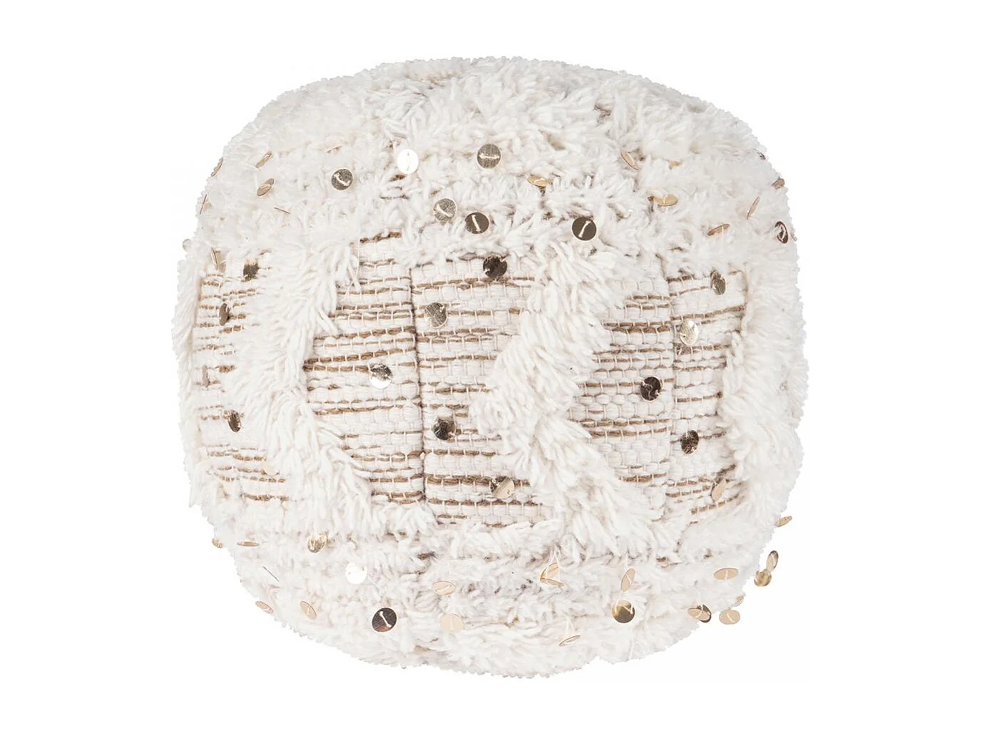 Tabouret semi artisanal en laine ZAXI 35x35x35 crème