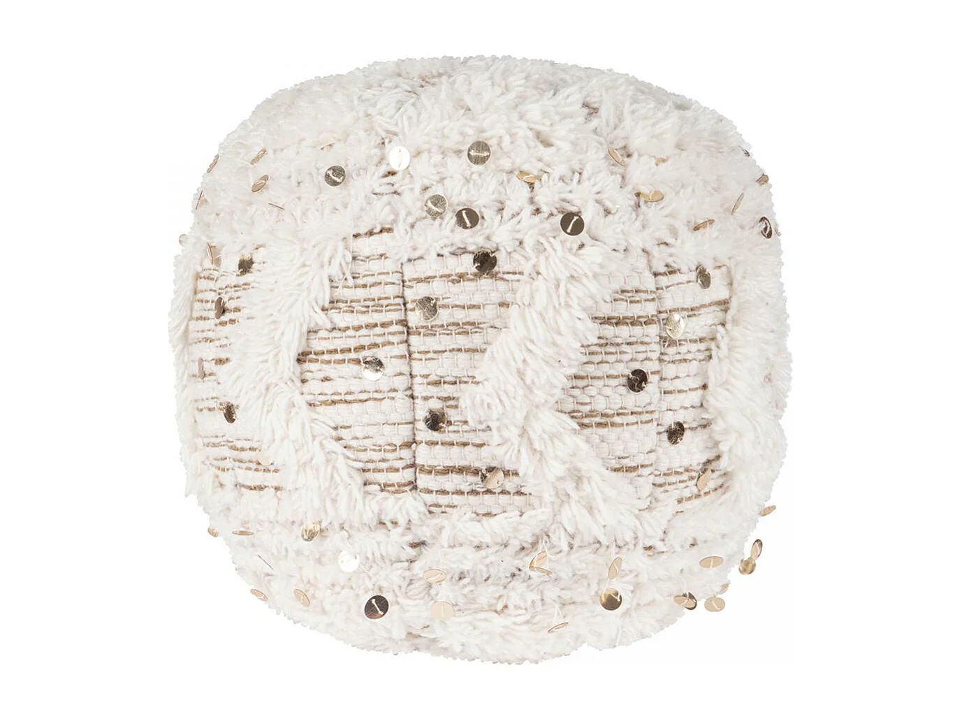 Tabouret semi artisanal en laine ZAXI 35x35x35 crème