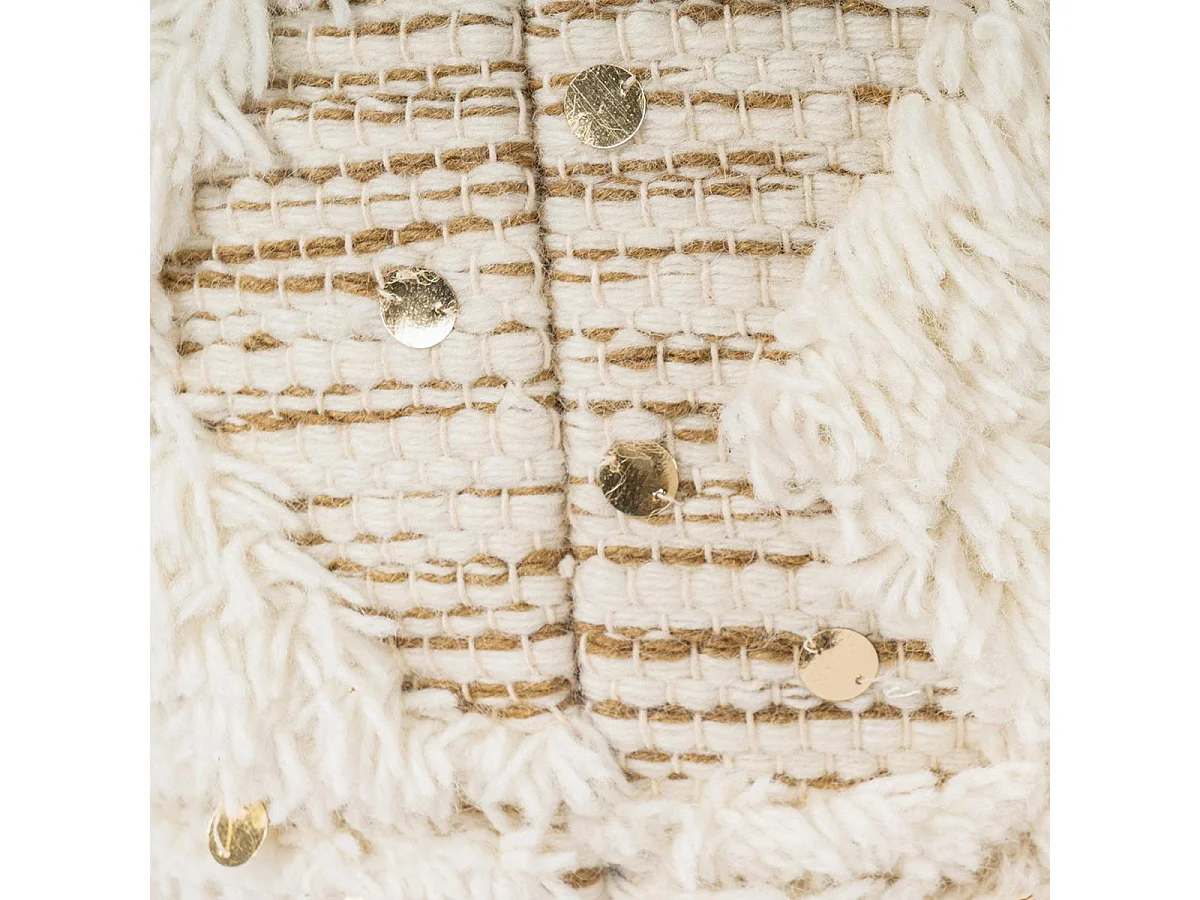 Tabouret semi artisanal en laine ZAXI 35x35x35 crème