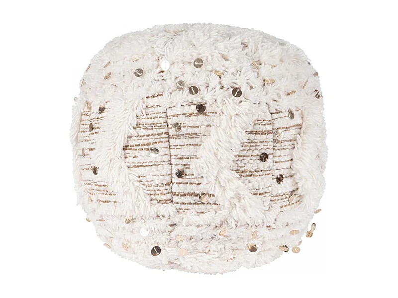 Tabouret semi artisanal en laine ZAXI 35x35x35 crème