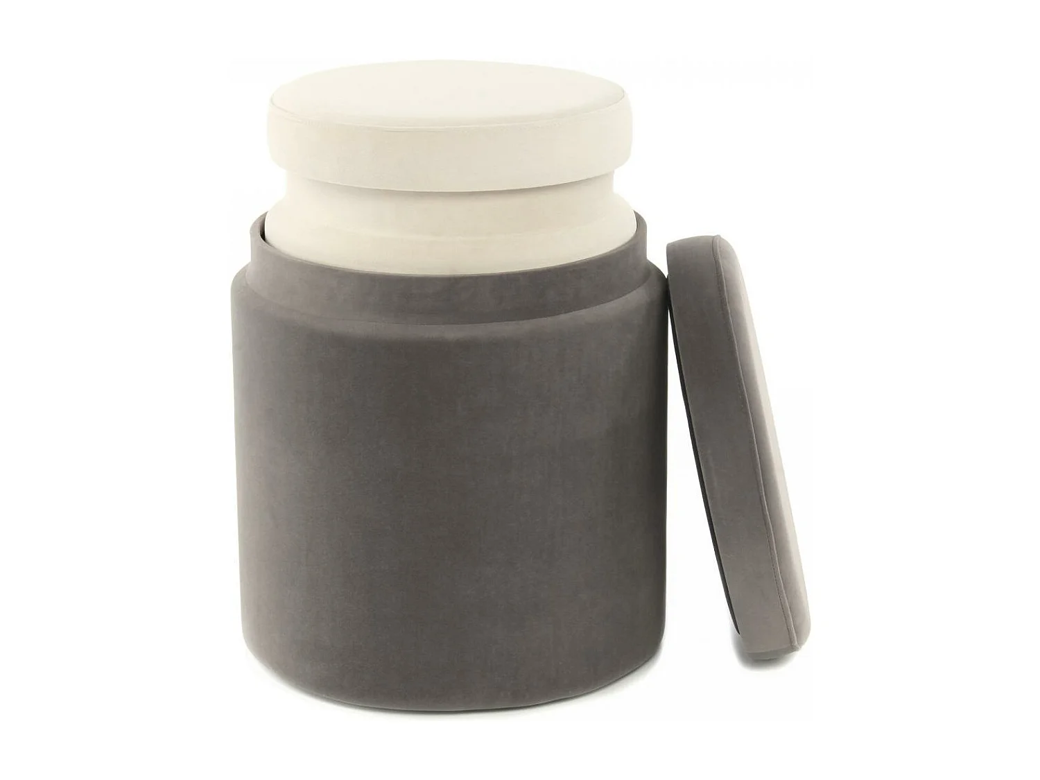 Tabouret semi artisanal LOT DE 2 ZAVE 33x33 gris et ivoire